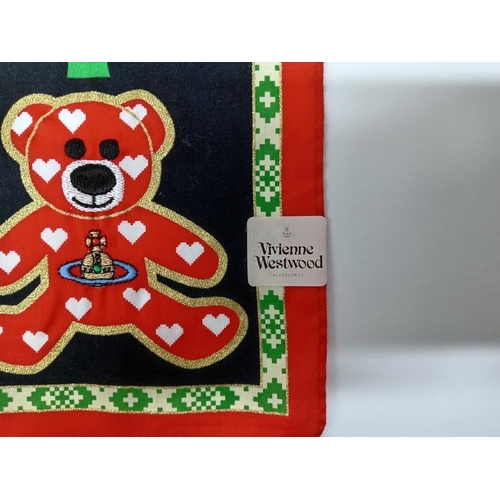 2151 - A rare Vivienne Westwood Mini scarf / handkerchief with bears and Christmas trees