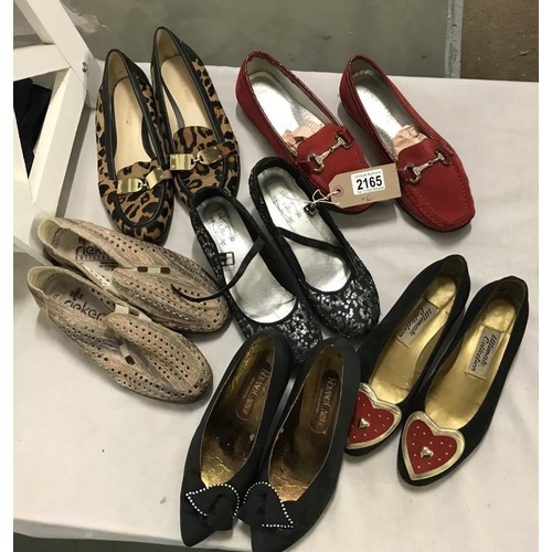 2165 - Six pairs of ladies shoes. Various design & styles including Capollini & New West