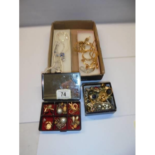 74 - A mixed lot of costume jewellery including necklaces, earrings, pendants etc.,