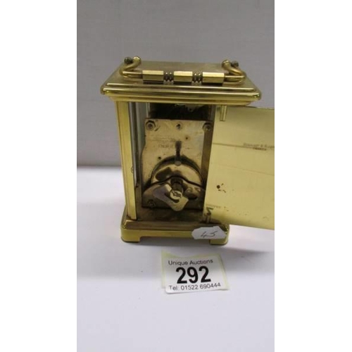 292 - A brass Bayard eight day carriage clock.