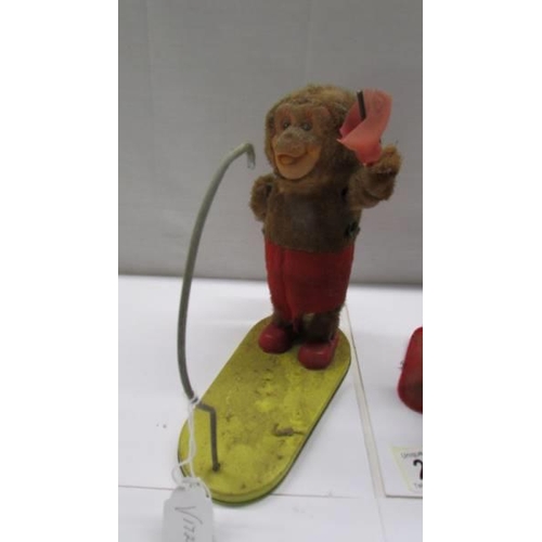 296 - Two vintage toy monkeys, both a/f.