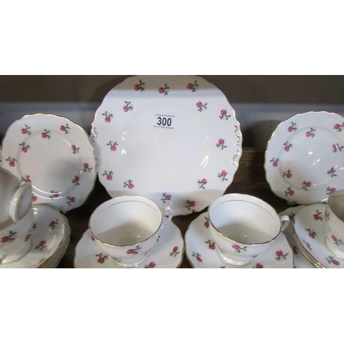 300 - A 21 piece rose decorated Colclough china tea set. COLLECT ONLY.