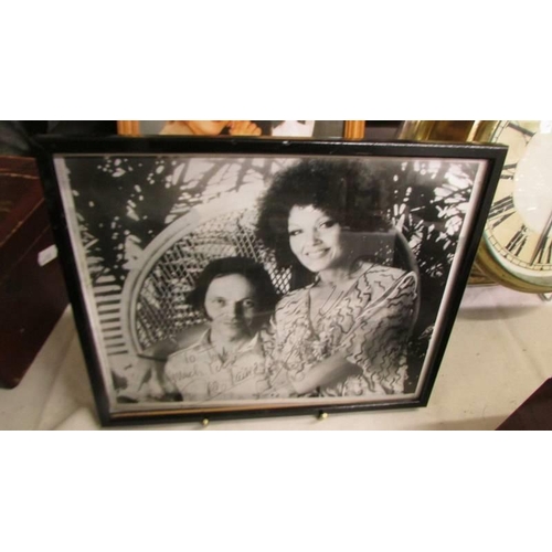 323 - A framed and glazed signed photo of Vera Lynn and 2 of Cleo Lane and Johnny Dankworth, COLLECT ONLY.