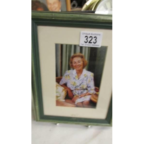 323 - A framed and glazed signed photo of Vera Lynn and 2 of Cleo Lane and Johnny Dankworth, COLLECT ONLY.