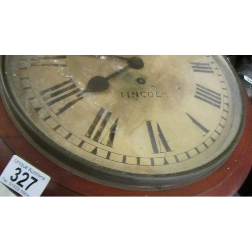 327 - A circular wall clock marked W Mansell, Lincoln, COLLECT ONLY.