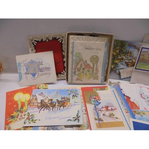 87 - A quantity of vintage greeting cards including Christmas and 21st Birthday.