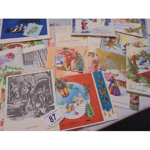 87 - A quantity of vintage greeting cards including Christmas and 21st Birthday.