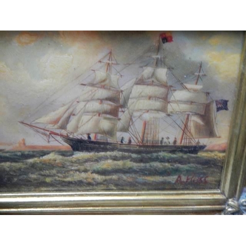 351 - A gilt framed study of a sailing ship.