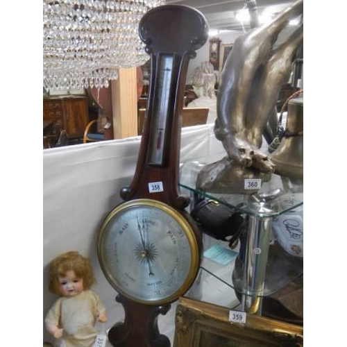 358 - A late Victorian mahogany barometer, COLLECT ONLY.