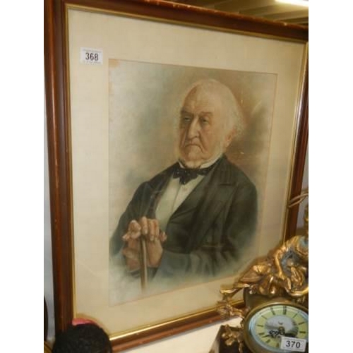 368 - An early 20th century signed coloured engraving of an elderly gentleman, COLLECT ONLY.