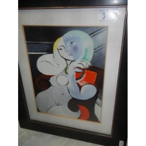 376 - A framed and glazed print in the style of Picasso, COLLECT ONLY.