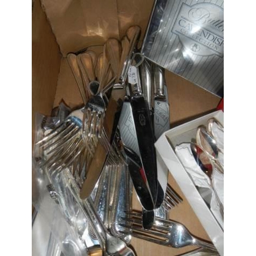 395 - A good selection of silver plate cutlery including 6 place Butlers of Sheffield set (50 pieces).