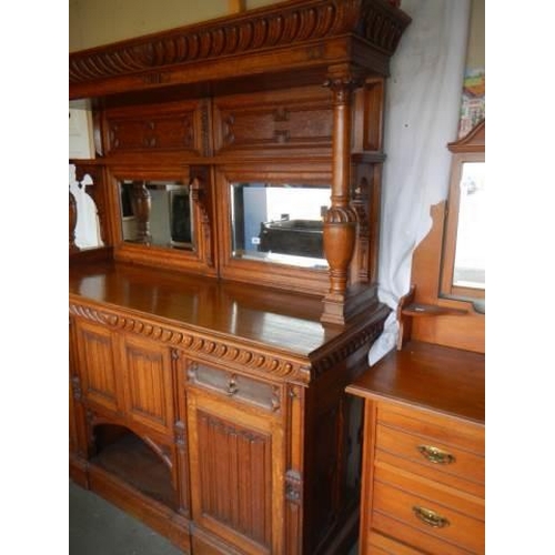 478 - A superb quality early 20th century oak mirror backed sideboard, COLLECT ONLY.