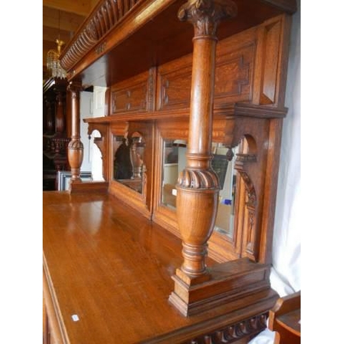 478 - A superb quality early 20th century oak mirror backed sideboard, COLLECT ONLY.