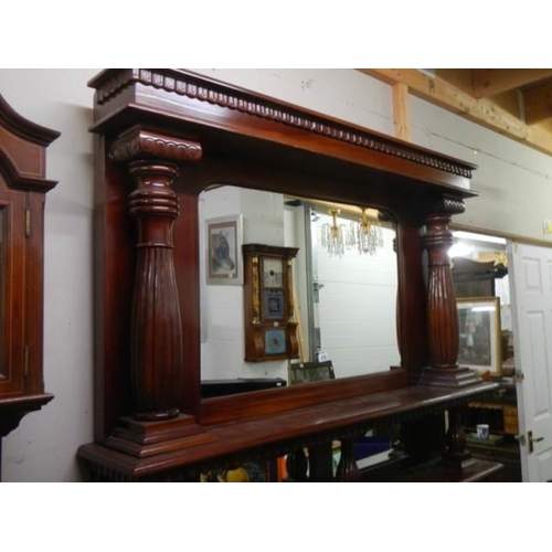 479 - A good quality mahogany fire surround with over-mantle mirror. COLLECT ONLY.