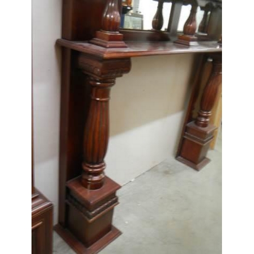 479 - A good quality mahogany fire surround with over-mantle mirror. COLLECT ONLY.