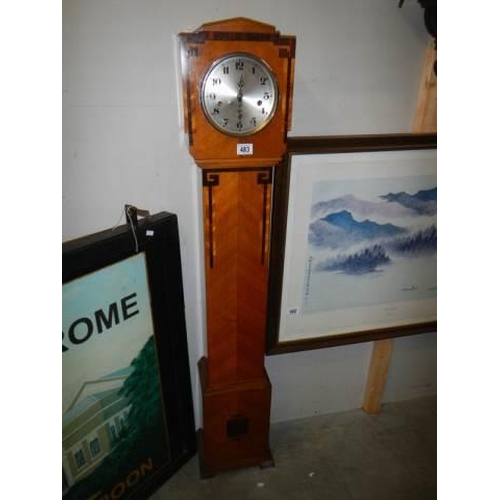 483 - An Art Deco Grandfather clock, COLLECT ONLY.