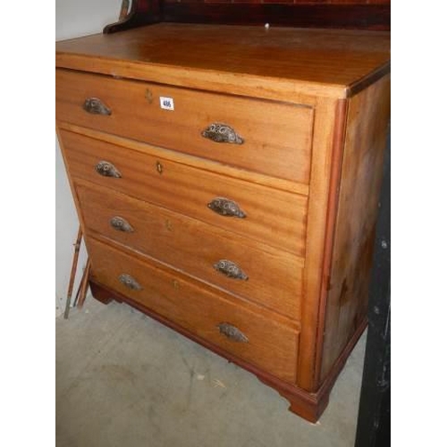 486 - A four drawer mahogany chest, COLLECT ONLY.