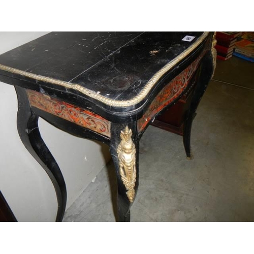 487 - An early Victorian bouille fold over games table in need of restoration, COLLECT ONLY.