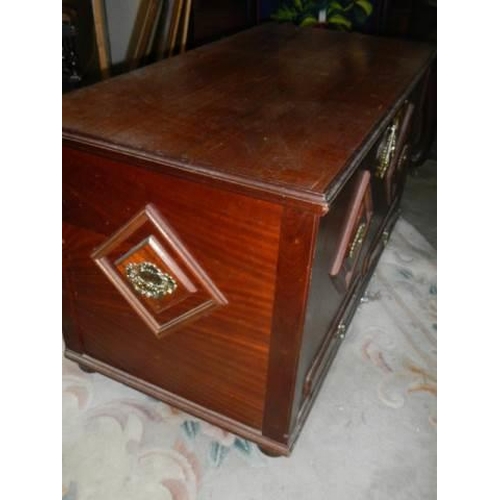 494 - A large mahogany effect box with brass fittings, COLLECT ONLY.