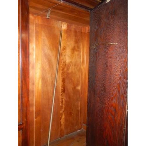 498 - A mahogany inlaid wardrobe with central mirrored door and two drawers, COLLECT ONLY.