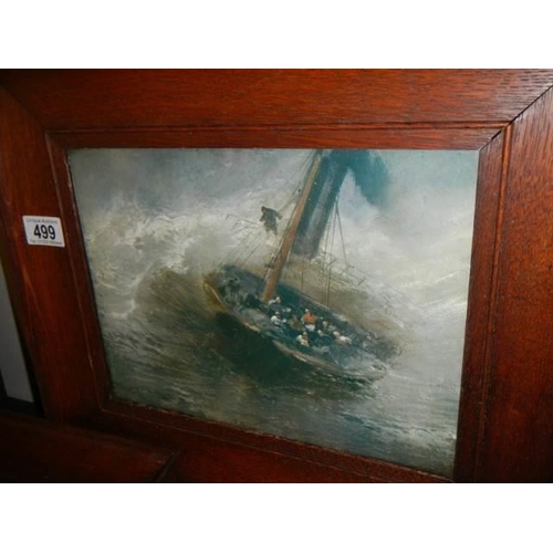 499 - A set of three oak framed nautical prints, COLLECT ONLY.