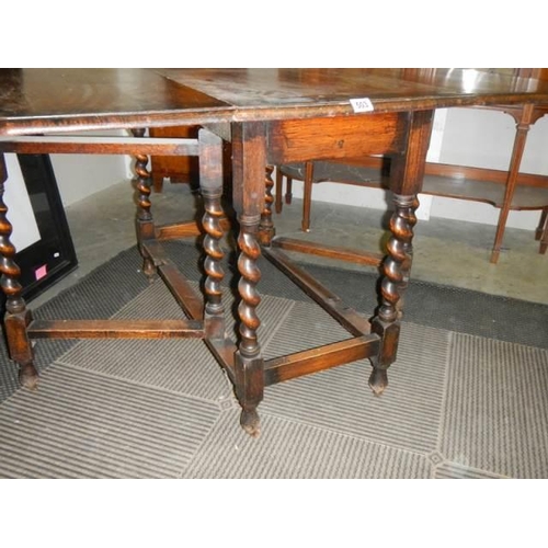 503 - A good oak barley twist gateleg table with pie crust edge, COLLECT ONLY.