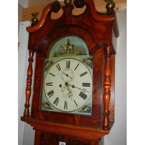 504 - A Victorian Grandfather clock complete with pendulum and weights, COLLECT ONLY.