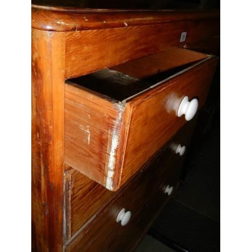 510 - A late Victorian pine two over three chest of drawers, COLLECT ONLY.