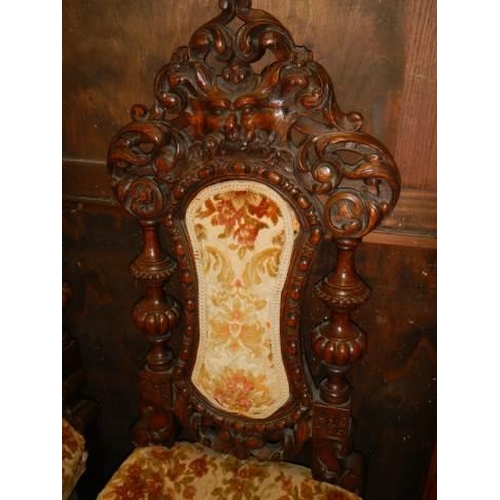 513 - Three heavily carved period chairs (backs loose), COLLECT ONLY.