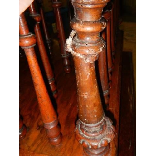 520 - A Victorian burr walnut canterbury-whatnot in need of restoration, (purported to have belonged to Lo... 