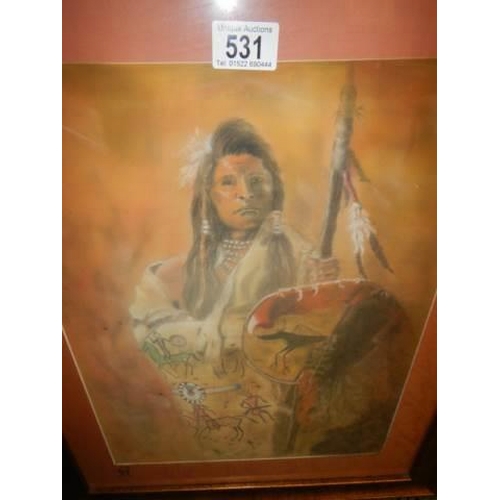 531 - A gilt framed and glazed study of a Native American Indian, COLLECT ONLY.