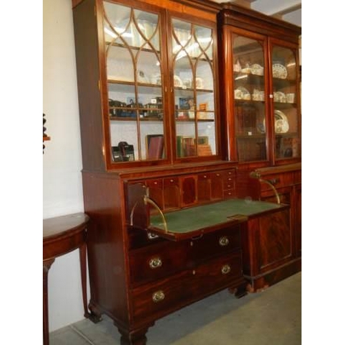 558 - A mid-Victorian mahogany secretaire bookcase, COLLECT ONLY.