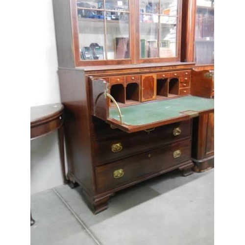 558 - A mid-Victorian mahogany secretaire bookcase, COLLECT ONLY.