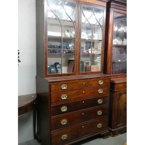 558 - A mid-Victorian mahogany secretaire bookcase, COLLECT ONLY.