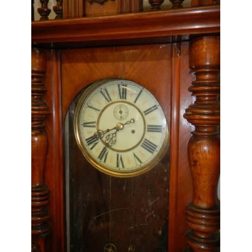 570 - A double weight wall clock all complete but does need attention, COLLECT ONLY.