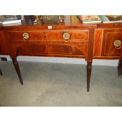 576 - An elegant Victorian mahogany inlaid bow front sideboard.  COLLECT ONLY.