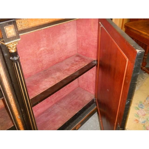 631 - A Victorian mahogany inlaid credenza complete with key. COLLECT ONLY.