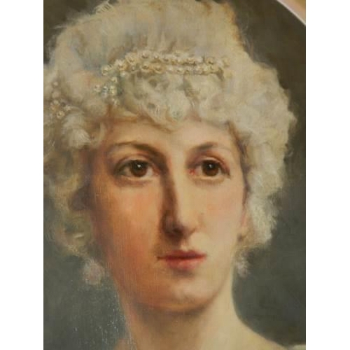 633 - A fine Edwardian/Victorian oil on board of a lady in a later frame. COLLECT ONLY.