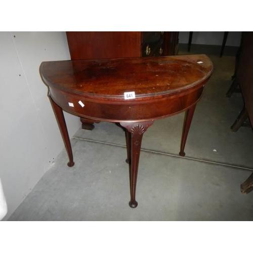 641 - A good Victorian 'D' shaped fold over games table, COLLECT ONLY.