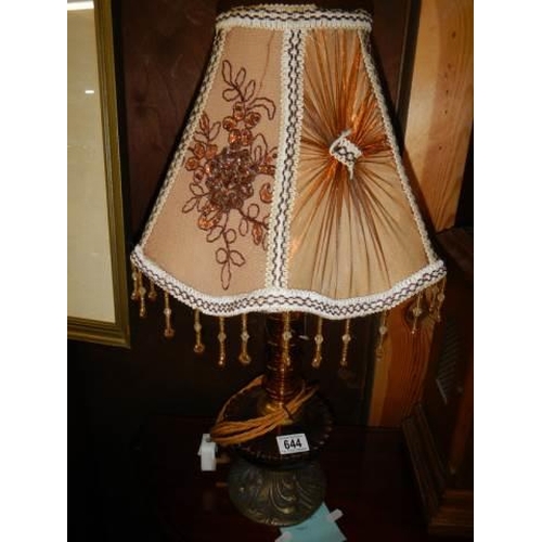 644 - A pair of table lamps with beaded shades, COLLECT ONLY.