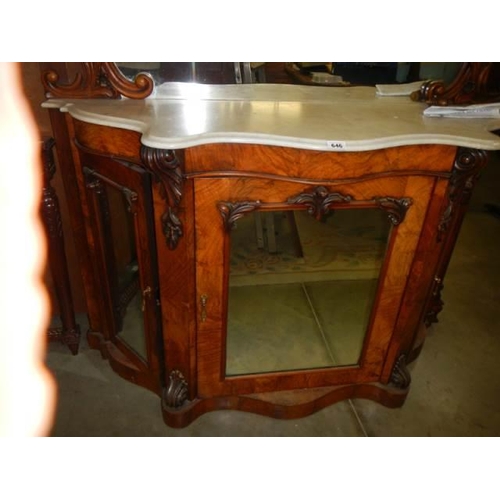 646 - A Victorian marble topped credenza in good condition COLLECT ONLY.