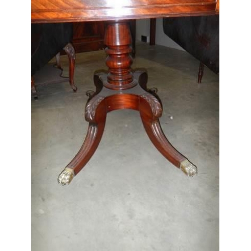 651 - A Victorian single pedestal mahogany Pembroke table with one drawer and brass castors, COLLECT ONLY.