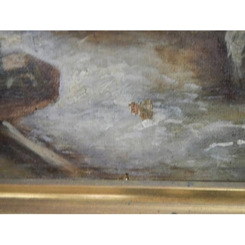 653 - An early 20th century unsigned oil on canvas a/f (small hole centre bottom) COLLECT ONLY.