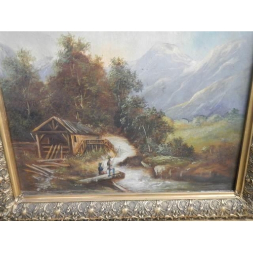 653 - An early 20th century unsigned oil on canvas a/f (small hole centre bottom) COLLECT ONLY.