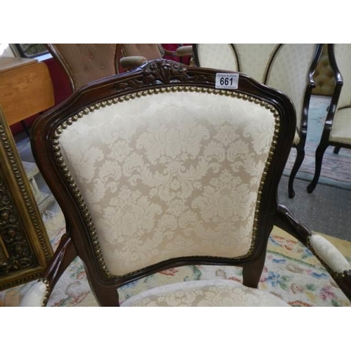 661 - A mahogany framed bedroom chair, COLLECT ONLY.