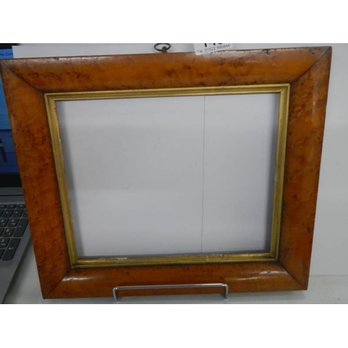 145 - A good late Victorian birds eye maple picture frame, 33 x 28.5 cm. COLLECT ONLY.