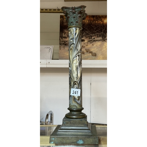 241 - An impressive Victorian Corinthian column oil lamp base with marblesque column, Hinks/Messenger font... 