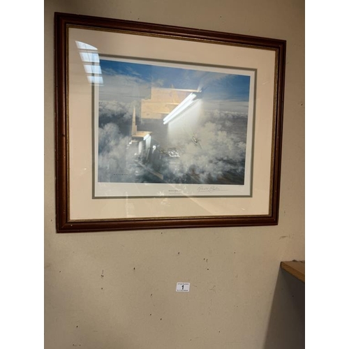 1 - A Gerald Coulson signed framed & glazed spitfire pair of prints titled 'High Spirits 1940' 62 x 53cm