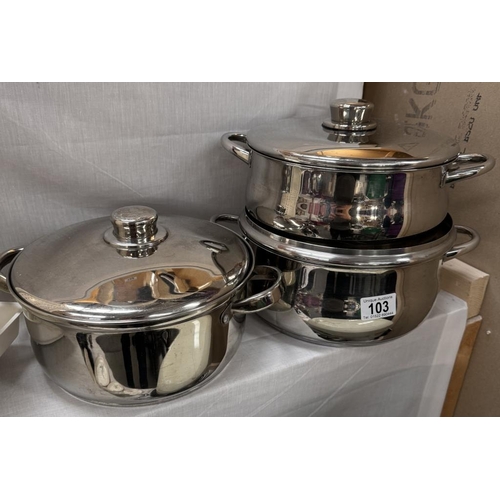 103 - 3 Stainless steel cooking pots